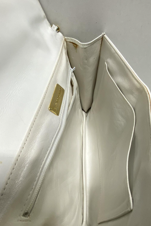 Mary Ann Rosenfield White Leather Envelope Flap Shoulder Bag Vintage Minimalist Purse