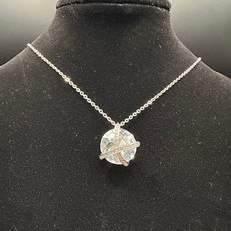 Swarovski White Gold Plated Caged Crystal Pendant Necklace 19” Signed Elegant Statement