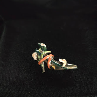 925 Sterling Silver Kenneth Jay Lane High Heel Shoe Brooch Enamel Accent Detail