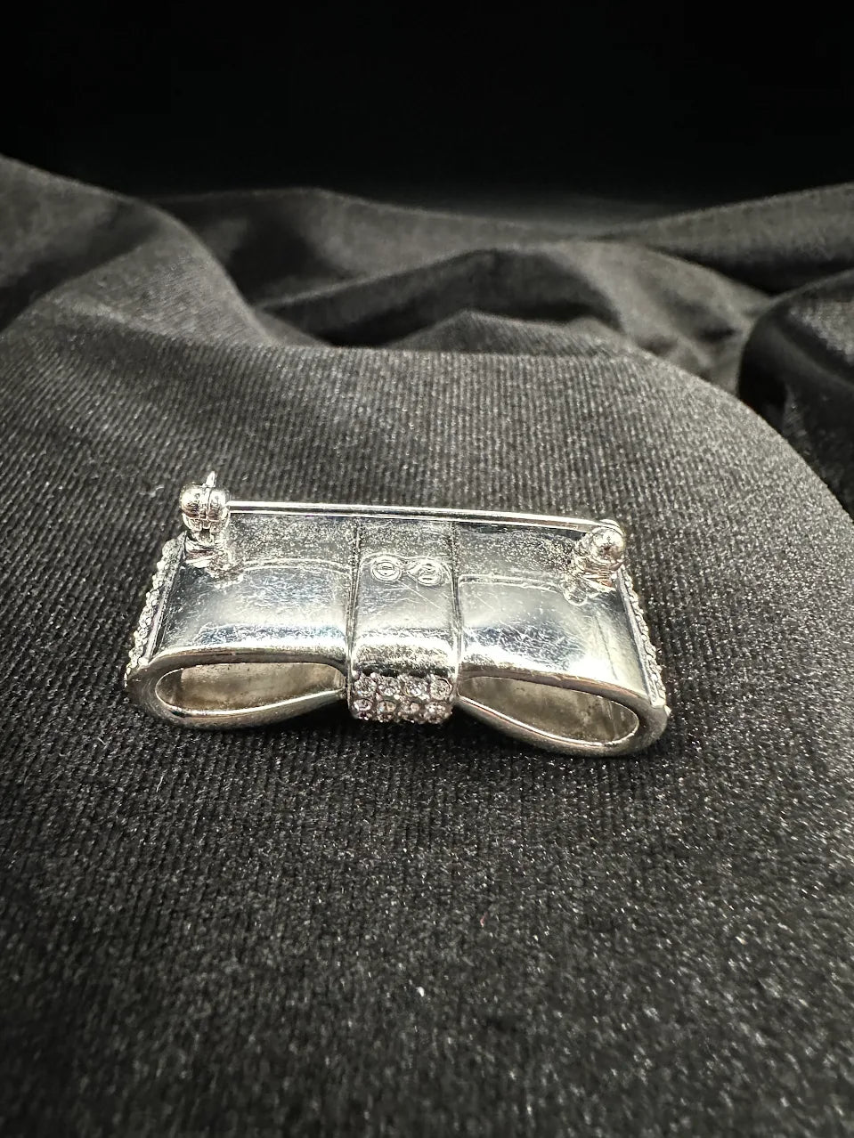 Swarovski Silver Tone Crystal Bow Brooch