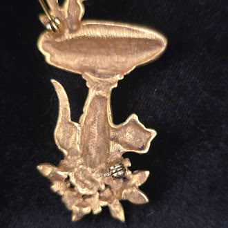 Vintage Gold Tone Cat and Bird Bath Brooch with Green Enamel Basin, Whimsical Garden Scene Figural Pin