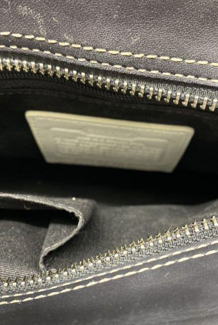 Coach F13084 Hamilton Leather Satchel Bag Black White Designer Tassel Handbag