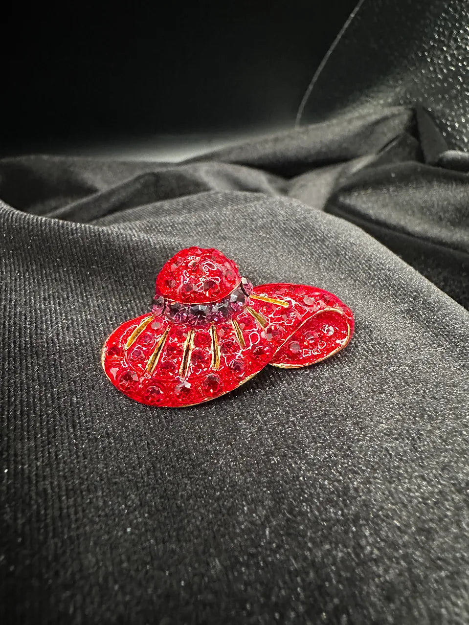 Red Crystal Hat Brooch