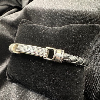 Thomas Sabo Rebel at Heart Sterling Silver & Black Braided Leather Bracelet, Designer Folding Clasp
