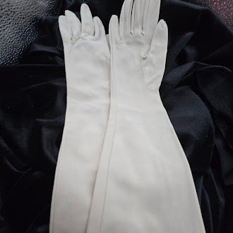 Vintage White Opera Length Dress Gloves | Classic Formal Ladies Evening Gloves