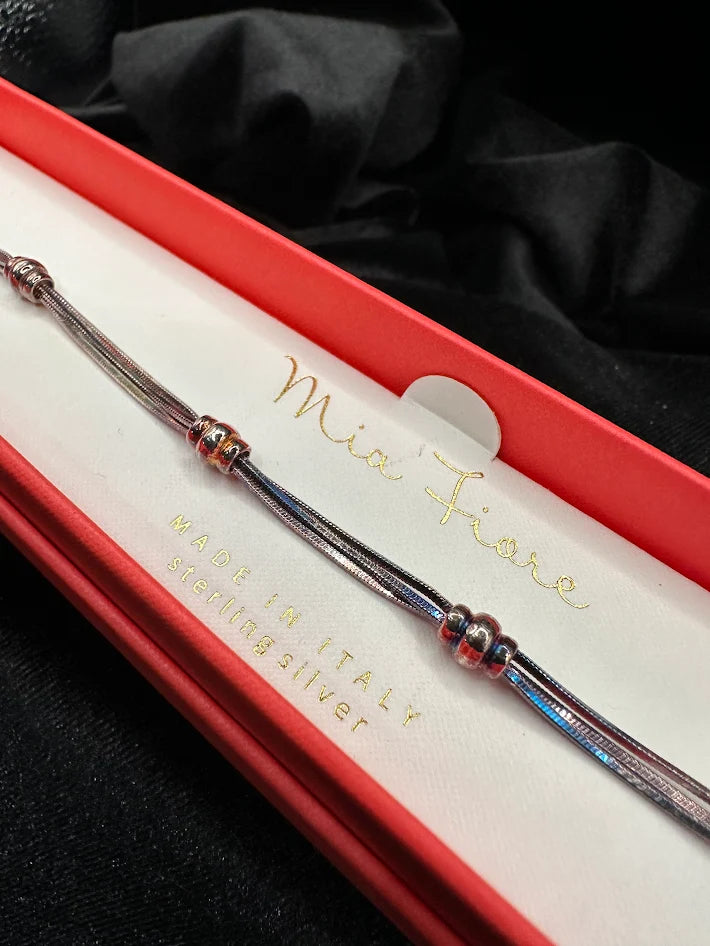 Mia Fiore Sterling Silver Beaded Bracelet Made in Italy Delicate Chain With Box