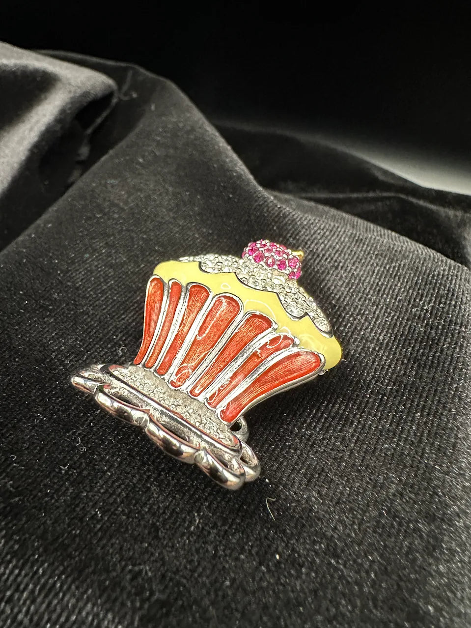 Swarovski Silver Tone Cupcake Brooch