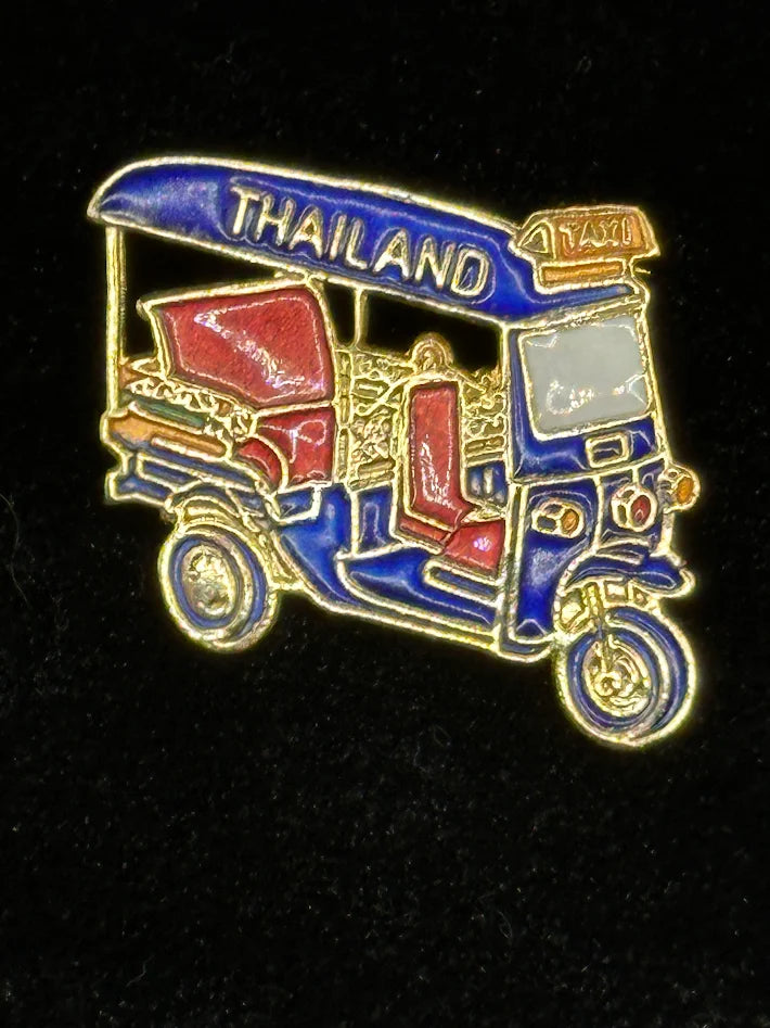 Thailand Tuk Tuk Brooch Colorful Enamel Rickshaw Pin Travel Souvenir Vintage Style Jewelry