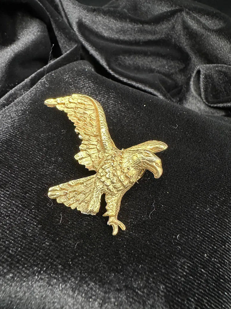 Vintage Gold Tone Eagle Brooch Textured Bird in Flight Pin Patriotic Americana Jewelry