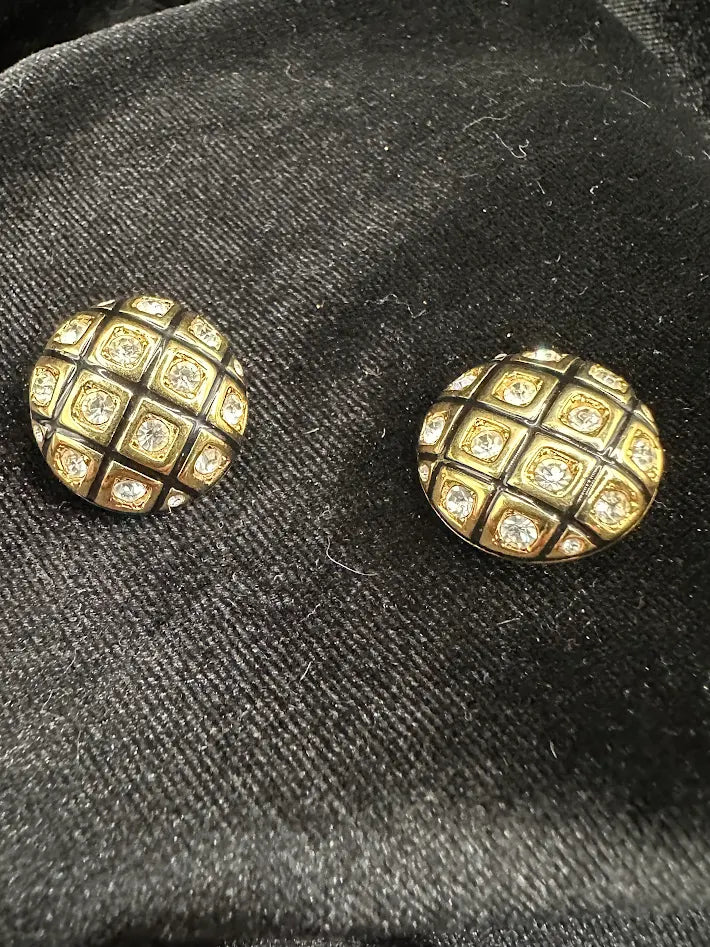 Swarovski Gold Tone Crystal Clip Earrings