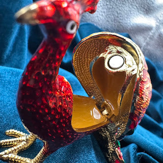 Enamel Rhinestone Peacock Trinket Box Jeweled Bird Figurine Hinged Decorative Jewelry Box