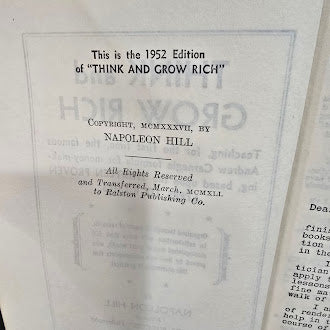 Think and Grow Rich by Napoleon Hill 1952 Edition The Ralston Society Hardcover