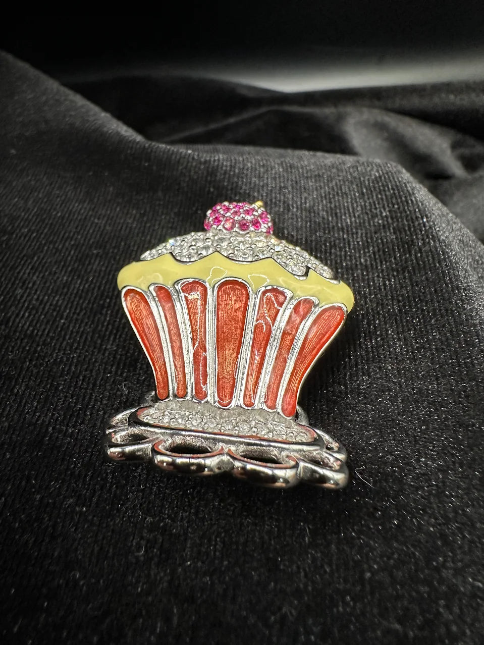 Swarovski Silver Tone Cupcake Brooch