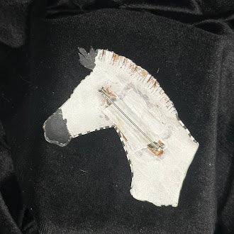 Hand Painted Zebra Brooch Artist Signed One of a Kind Zebra Safari Pin
