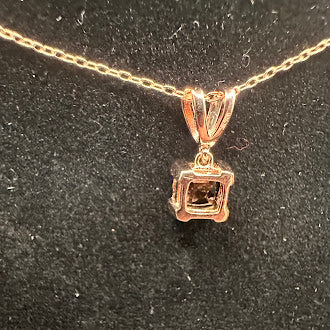 Rose Gold Tone Smoky Quartz Necklace and Stud Earrings Set | Matching Pendant Jewelry Set