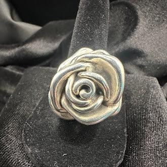 Silver Tone Rose Statement Ring (Medium)