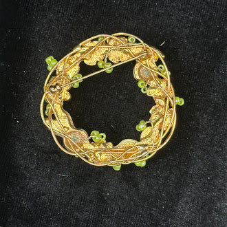 Enamel Bunny Rabbit Floral Wreath Brooch Pastel Flower Circle Pin