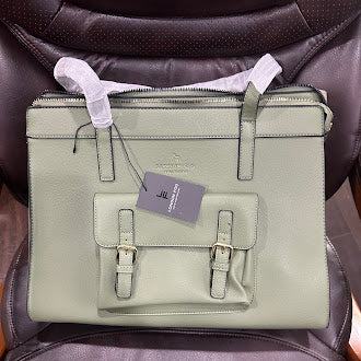 London Fog 100th Anniversary Sophia Pebble Tote in Olive With Buckle Detail