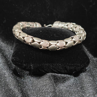Sterling Silver Smooth and Textured Link Bracelet S Hook Clasp 38.16g