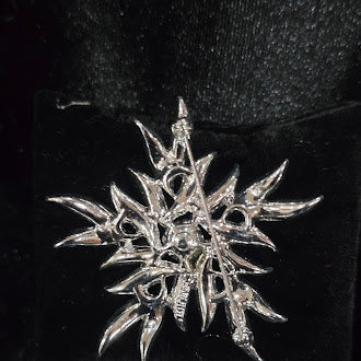 Signed Sarah Coventry Silver Tone Starburst Brooch with Aurora Borealis Rhinestones | Statement Spray Pin