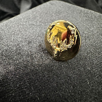 Swarovski Crystal Deer Head Lapel Pin Gold Tone Elk Stag Rhinestone Tie Tack Hunting Gift