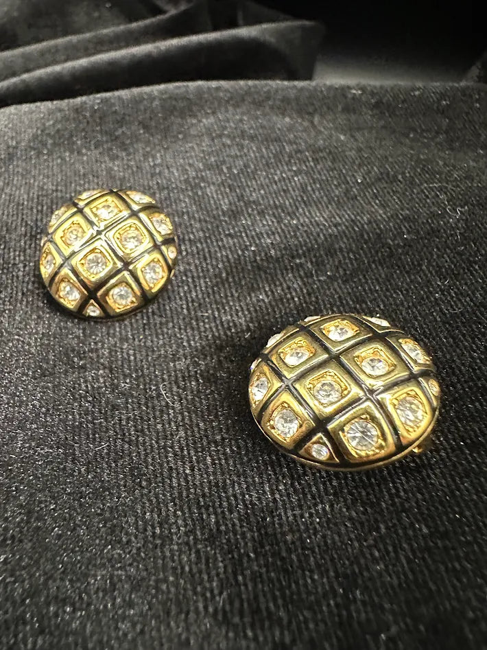 Swarovski Gold Tone Crystal Clip Earrings
