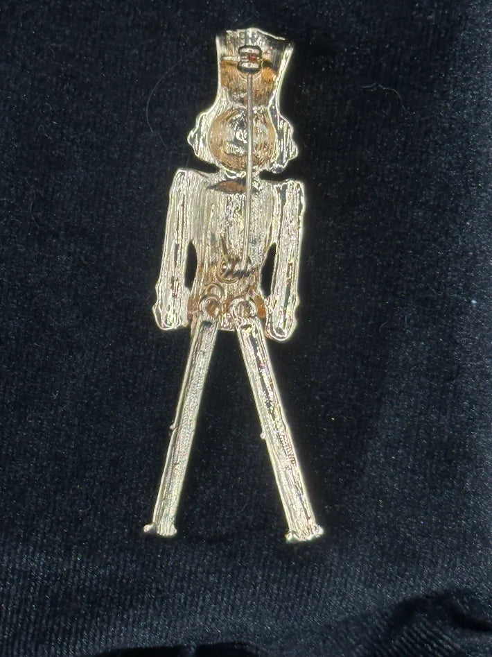 Vintage Articulated Nutcracker Brooch Enamel Christmas Soldier Pin