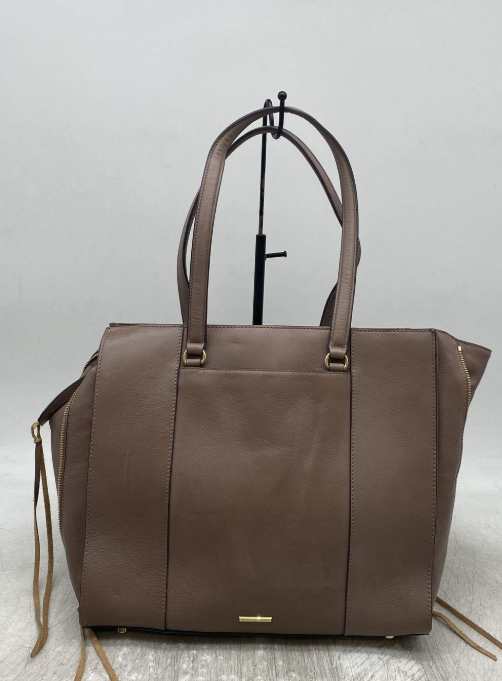 Rebecca Minkoff Brown Pebbled Leather Tote Handbag With Top Handles