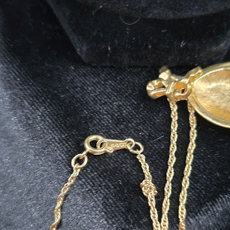 Vintage Avon Gold Tone Bow Necklace with Blue Enamel Egg Pendant, Easter Egg Charm Necklace, Signed Avon Jewelry