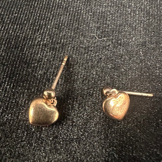 D’Joy Sterling Silver 925 Rose Gold Vermeil Heart Stud Earrings