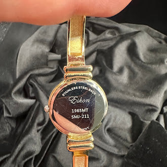 Eikon Gold Tone Quartz Bracelet Watch Stainless Steel Back (NOT WORKING/PARTS OR REPAIR ONLY)