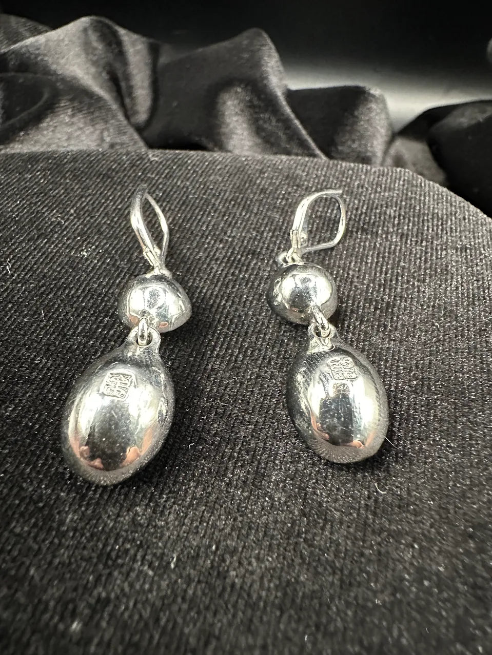 Givenchy Crystal Drop Earrings Silver Tone Oval Cut Clear Rhinestone Dangle Signed Vintage Bridal