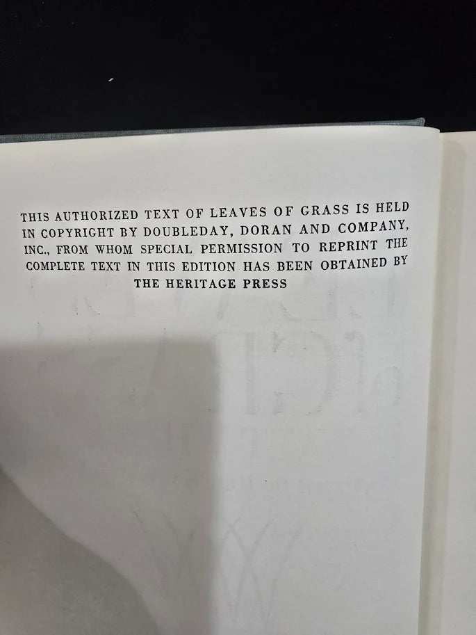 Leaves of Grass by Walt Whitman 1942 Reprint Heritage Press Hardcover Illustrated Rockwell Kent