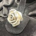 Silver Tone Sculpted Rose Ring (Large)