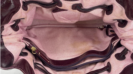 Dooney & Bourke Burgundy Patent Leather Drawstring Tote Bag Y2K Designer Handbag
