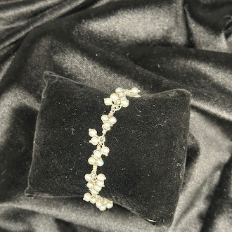 (SOLD) Vintage Freshwater Pearl Floral Bracelet Gold Tone Delicate Cluster Pearl Bracelet Elegant Bridal Jewelry