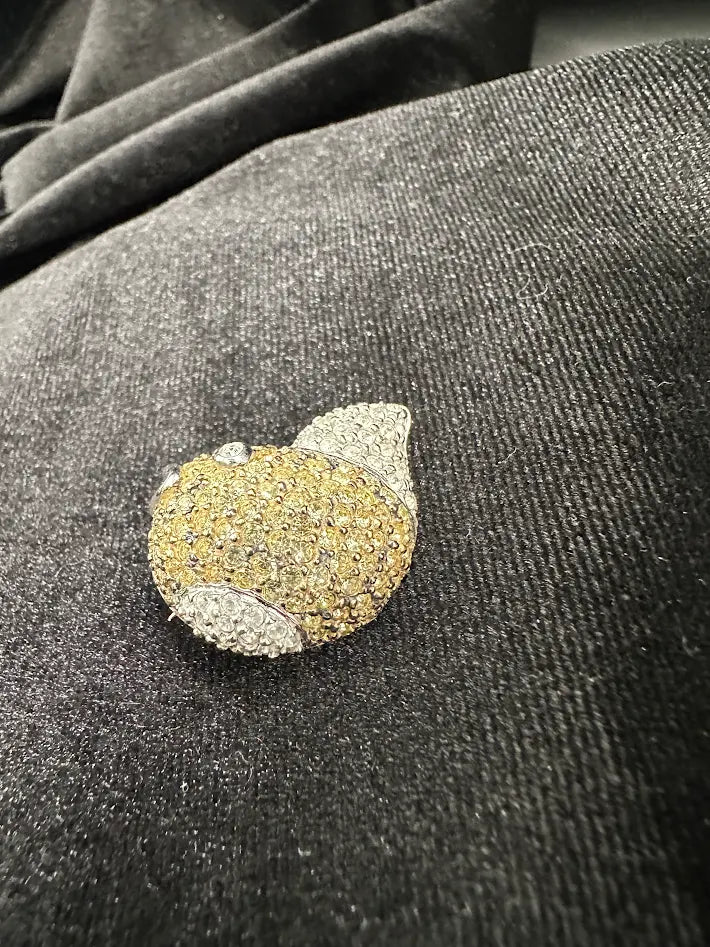 Vintage Sterling Silver Fish Brooch 925 Thailand Gold Tone Pavé Crystal Figural Pin Coastal Nautical Jewelry