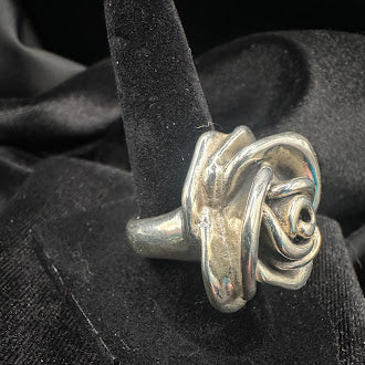 Silver Tone Rose Statement Ring (Medium)