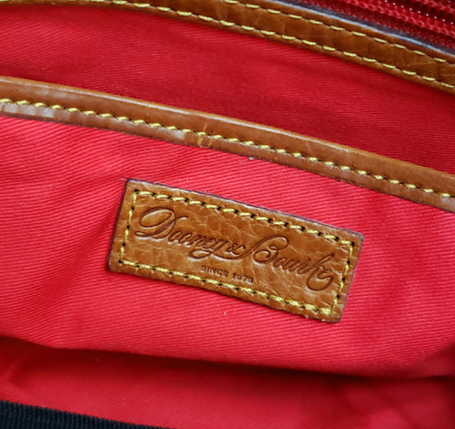 (SOLD) Dooney & Bourke Pebbled Leather Satchel, Tan Brown Top Handle Bag
