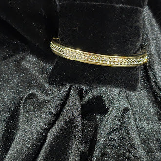 Vintage Tommy Bahama Gold Tone Rhinestone Bangle Bracelet | Estate Designer Jewelry