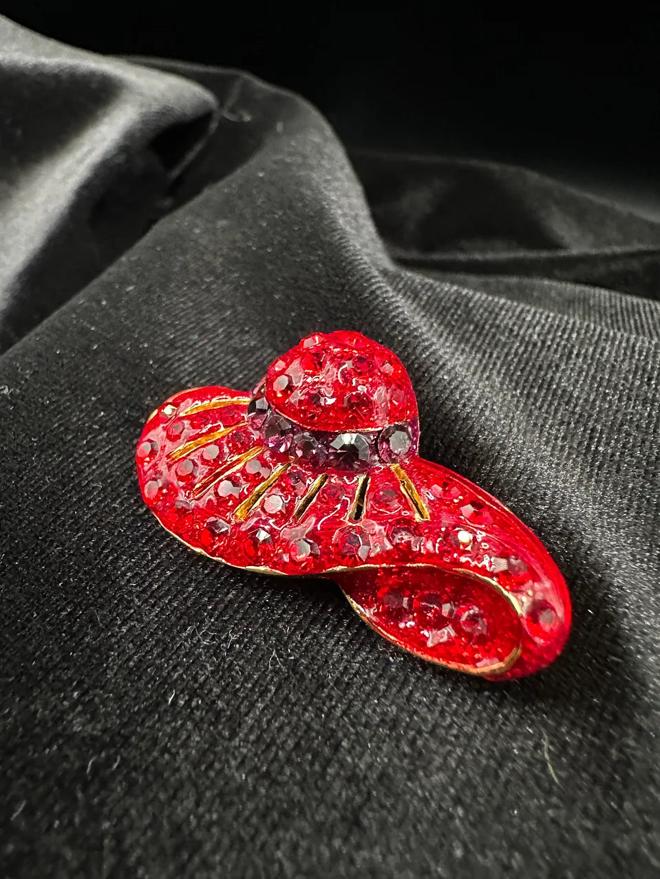 Red Crystal Hat Brooch