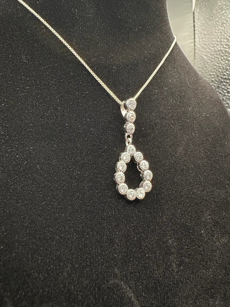 925 sterling silver crystal teardrop pendant necklace