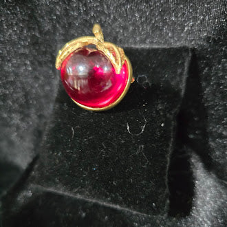 Signed Sarah Coventry Red Jelly Belly Apple Brooch Gold Tone | Vintage Fruit Pin