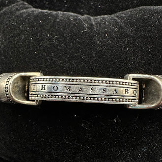 Thomas Sabo Rebel at Heart Sterling Silver & Black Braided Leather Bracelet, Designer Folding Clasp