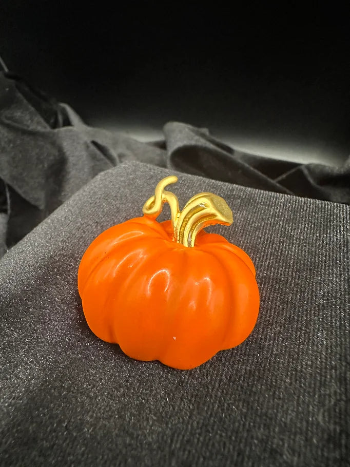 Gold Tone Orange Pumpkin Brooch | Autumn Harvest Statement Pin