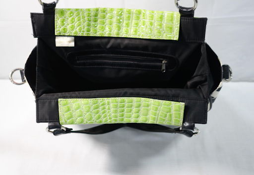 Fun Zebra Print Tote with Pink & Green Croc Trim, Large Statement Shoulder Bag