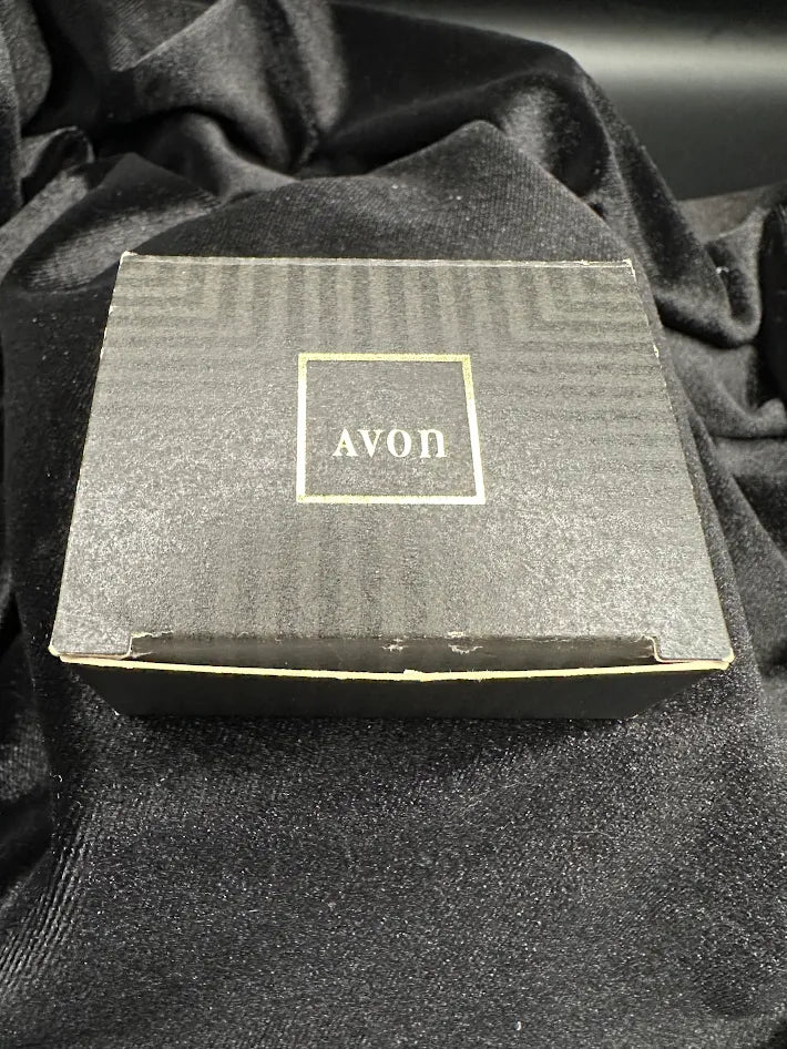 Avon Gold Tone Green Stone Stud Earrings With Original Box