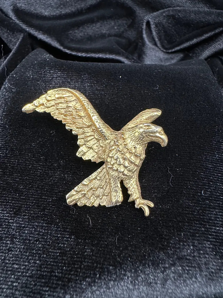 Vintage Gold Tone Eagle Brooch Textured Bird in Flight Pin Patriotic Americana Jewelry