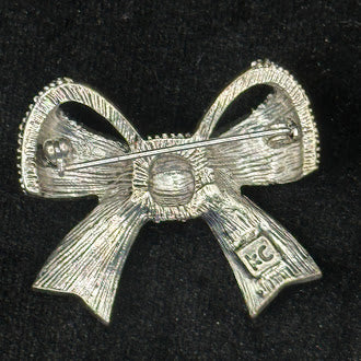 Vintage Kenneth Cole Christmas Bow Brooch Red Enamel Rhinestone Holiday Ribbon Pin