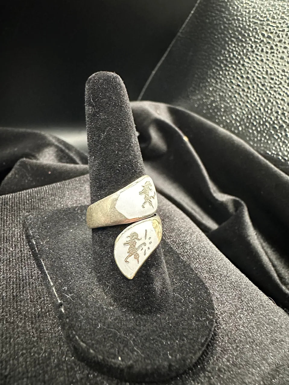 Two Tone Enamel Story Panel Wrap Ring